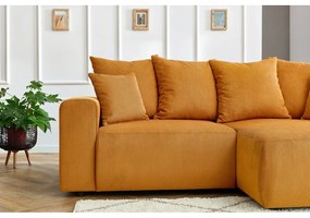 Кадифен ъглов диван в цвят жълта охра Enjoy – Bobochic Paris