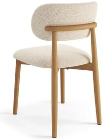 АЛДО Кремаво (тъкан Монза 90)/рамка лакиран дъб - ДЪРВЕН СТОЛ БУКЛЕ ЗА ДНЕВНА, ТРАПЕЗАРИЯ, КУХНЯ РЕТРО