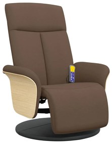 356536 vidaXL Масажен реклайнер стол с поставка за крака, кафяв, плат