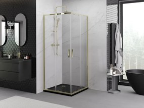 Mexen Exo-S Duo квадратна плъзгаща се душ кабина 100 x 100 см, прозрачна, златна