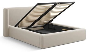 Бежово двойно легло 140x200 cm тапицирано с място за съхранение с включена подматрачна рамка Jason – Windsor &amp; Co Sofas