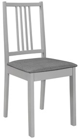 247639 vidaXL Трапезни столове с тапицерия, 4 бр, сиви, масивна дървесина