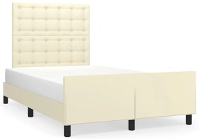3125563 vidaXL Рамка за легло с табла, кремава, 120x200 см, изкуствена кожа