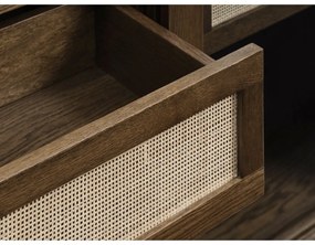 Тъмнокафява витрина от декор от дъб с плъзгащи се врати 110x160 cm Barrali – Unique Furniture