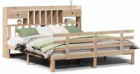3322802 vidaXL Легло с етажерка за книги, без матрак, 180x200 см, бор масив