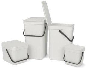 Кош за разделно събиране на боклук Brabantia Sort&Go 1005521, 25 л, Дръжка, Възможност за стенен монтаж, Светлосив
