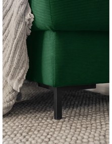Тъмнозелен разтегателен ъглов диван от рипсено кадифе (десен ъгъл) Lofty Lilly – Miuform