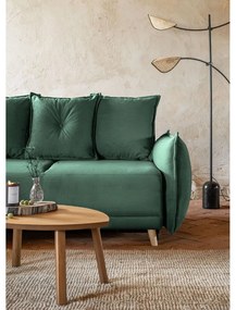 Зелен велурен разтегателен диван (ляв ъгъл) Lazy Lukka - Miuform