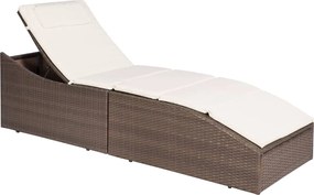44135 vidaXL Шезлонг с шалте, полиратан, кафяв