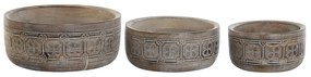 Украса за център на маса DKD Home Decor Бял Естествен Индианец 30,5 x 30,5 x 12,7 cm (3 Части)