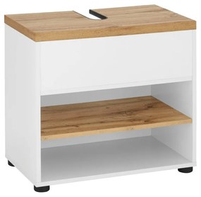 Бял шкаф за мивка от декор от дъб 60x57 cm Thessa – Støraa