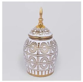 Керамичен буркан 28x15 см златист/бял