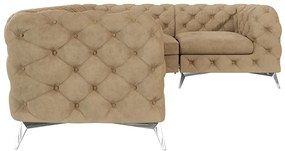 Светлокафяв кадифен ъглов диван (десен ъгъл/L форма) Chelsea – Ropez