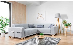 Светлосив разтегателен/с място за съхранение ъглов диван (десен ъгъл/L форма) Classy Sophie – Miuform