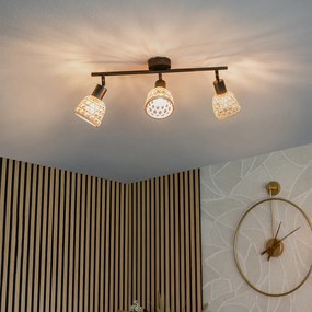 Ориенталски прожектор черен с бамбук 3-светлина - Rayan