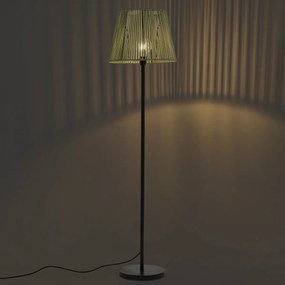 Външна подова лампа черна със зелен въжен абажур IP44 - Virginia Jayla