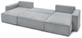 Светлосив велурен U-образен разтегателен диван Nihad - Bobochic Paris