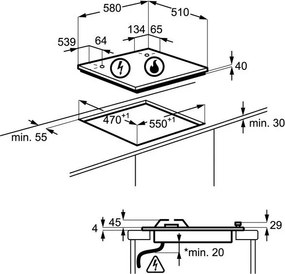 Плот за вграждане Electrolux EGE6172NOK, 7600W, Газ и електричество, Електронно запалване, Индикатор за остатъчна топлина, Черен