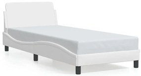 373119 vidaXL Рамка за легло с табла, бяла, 90x200 см, изкуствена кожа