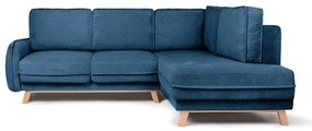 Син сгъваем ъглов диван от рипсено кадифе (десен ъгъл) Tori – Bonami Selection