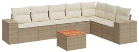3257808 vidaXL Градински диван с възглавници, 8 части, бежов полиратан