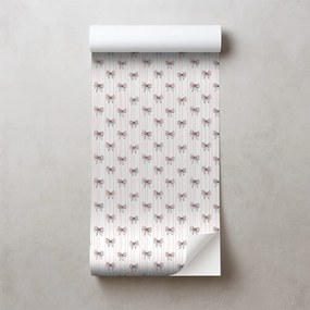 Самозалепващ тапет – Розови панделки на бял фон