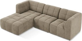 Кафяв кадифен ъглов диван (ляв ъгъл) Aloha – Makamii