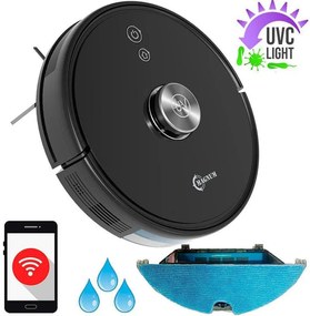 Прахосмукачка робот с UVC лампа за стерилизация MAGNUM UV+, Li-ion 5200 mAh, 50W, 3000 Pa, 3 степени, Wi-Fi,  До 280 мин автономност, За до 250 м2, Черен