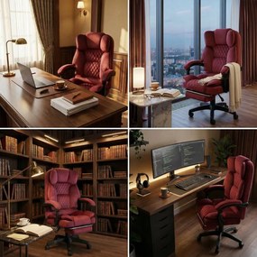HC-1031 Ергономичен офисен стол с подложка за крака – бордо