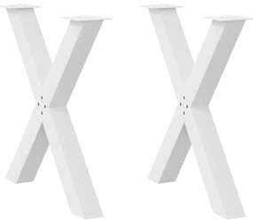 4012977 vidaXL Крака за трапезна маса, X-образни, 2 бр., бели, 70x(72-73) см, стомана