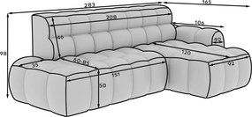 Ъглов диван Нерида-тъмно сив-десен