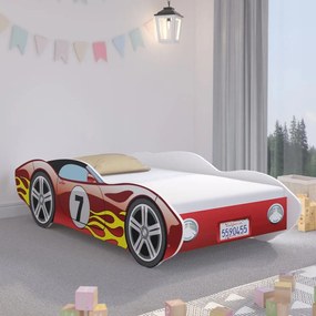 Красиво детско легло 160 x 80 cm в стил червена състезателна кола