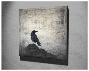 Картина за стена върху платно Черна птица, 45 x 45 cm - Wallity