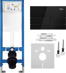 Комплект Структура за Вграждане за WC Slim 024N с Бутон T Black Glass
