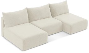 Кремав разтегателен ъглов диван с място за съхранение Kalena – Makamii