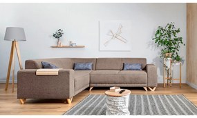 Кафяв разтегателен/с място за съхранение ъглов диван (ляв ъгъл/L форма) Classy Sophie – Miuform