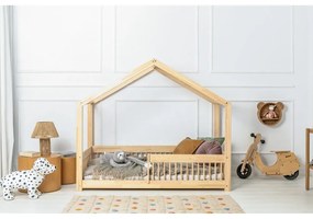 Детско легло къща от масивен бор в естествен цвят 120x200 cm Mila RMW – Adeko
