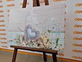 Картина на платно – Винтидж сърчице и фенерчета