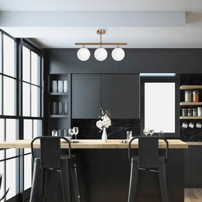 Висящо осветително тяло в бронзов цвят със стъклен абажур Atmaca – Opviq lights