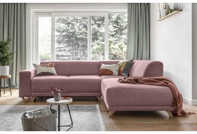 Розов разтегателен/с място за съхранение ъглов диван (десен ъгъл/L форма) Classy Sophie – Miuform