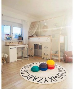 Кремав ръчно изработен памучен детски килим подходящ за пране ø150 cm ABC Natural Black – Lorena Canals