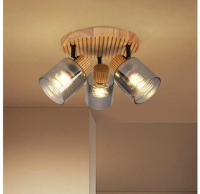 Brilagi - Точково осветително тяло HYGGE 3xE14/15W/230V каучуково дърво/опушено