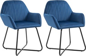 249802 vidaXL Трапезни столове, 2 бр, сини, кадифе