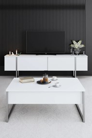 Кафе маса Luxe, цвят Бял Сребърен