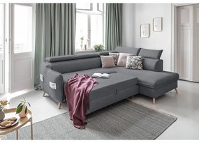 Тъмно сив ъглов разтегателен диван десен ъгъл Sweet Harmony - Miuform