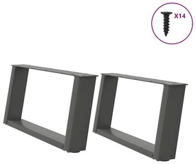 4012754 vidaXL Крака за масичка за кафе, U-образни, 2 бр., антрацит, 70x(30-31) см, стомана
