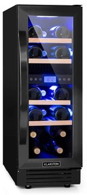 Klarstein Vinovilla 17 Built-in Duo Onyx Edition, двузонов охладител за вино, 53 л, 17 бутилки, трицветна стъклена врата