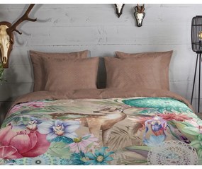 Кафяво фланелено спално бельо за единично легло 140x200 cm - HIP