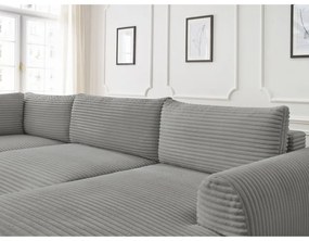 Тъмносив разтегателен ъглов диван от рипсено кадифе (десен ъгъл/"U" форма) Lucien – Bobochic Paris