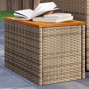 366069 vidaXL Градински масички 2 бр бежови 55x34x37 см полиратан дърво масив